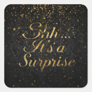 Verrassingsverjaardagsconfetti uitnodiging Elegant Vierkante Sticker