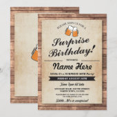 Verrassingsverjaardagsfeest juicht bieruitnodiging kaart (Voorkant / Achterkant)