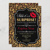 Verrassingsverjaardagsfeest - Leopard Print Rood Kaart (Voorkant / Achterkant)