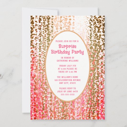 Verrassingsverjaardagsfeest nodigt elke feestelijk kaart (Voorkant)