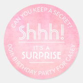 Verrassingsverjaardagsfeestje Blush Roze Waterverf Ronde Sticker (Voorkant)