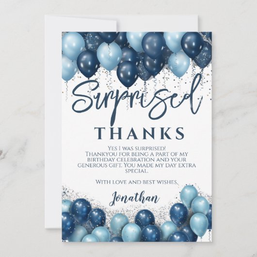 Verrassingsverjaardagsfeestje dank u bedankkaart (Voorkant)