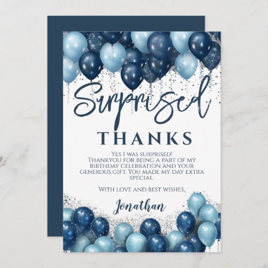 Verrassingsverjaardagsfeestje dank u bedankkaart (Voorkant / Achterkant)