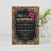 Verrassingsverjaardagsfeestje - Leopard Print Roze Kaart (Staand voorkant)