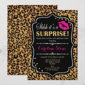 Verrassingsverjaardagsfeestje - Leopard Print Roze Kaart (Voorkant / Achterkant)