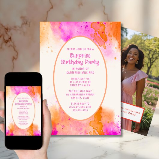 Verrassingsverjaardagsfeestje Nodig elke leeftijd  Kaart