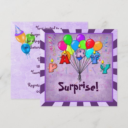 Verrassingsverjaardagsfeestje uitnodiging (Voorkant / Achterkant)