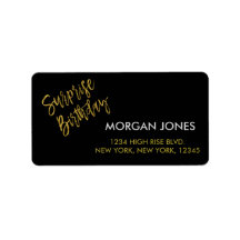 Verrassingsverjaardagsfeestje Verjaardagsadreslabe