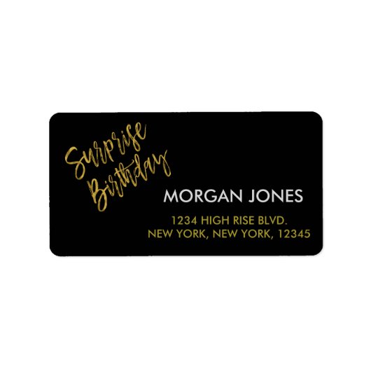 Verrassingsverjaardagsfeestje Verjaardagsadreslabe Etiket (Voorkant)