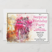 Verrassingsverjaardagsfeestje Waterverf Fiets Cust Kaart (Voorkant)