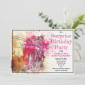 Verrassingsverjaardagsfeestje Waterverf Fiets Cust Kaart (Staand voorkant)