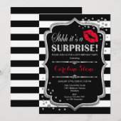 Verrassingsverjaardagsfeestje - Zwart Rood Zilver Kaart (Voorkant / Achterkant)