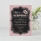 Verrassingsverjaardagsfeestje - Zwart Roos Goud Kaart (Staand voorkant)