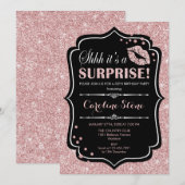 Verrassingsverjaardagsfeestje - Zwart Roos Goud Kaart (Voorkant / Achterkant)