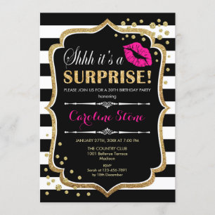 Verrassingsverjaardagsfeestje - Zwart Roze Goud Kaart