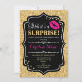 Verrassingsverjaardagsfeestje - Zwart Roze Goud Kaart (Voorkant)