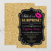 Verrassingsverjaardagsfeestje - Zwart Roze Goud Kaart (Voorkant / Achterkant)