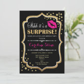 Verrassingsverjaardagsfeestje - Zwart Roze Goud Kaart (Staand voorkant)