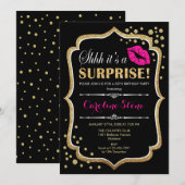 Verrassingsverjaardagsfeestje - Zwart Roze Goud Kaart (Voorkant / Achterkant)