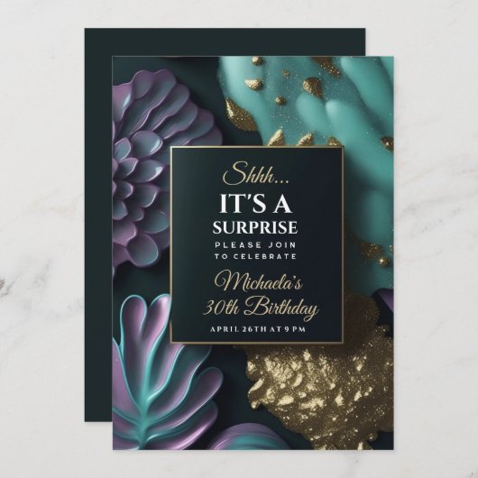 Verrassingsverjaardagsfeestuitnodiging, abstract, kaart (Voorkant / Achterkant)