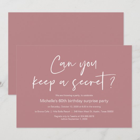 Verrassingsverjaardagsfeestviering, stoffig Roos Kaart (Voorkant / Achterkant)