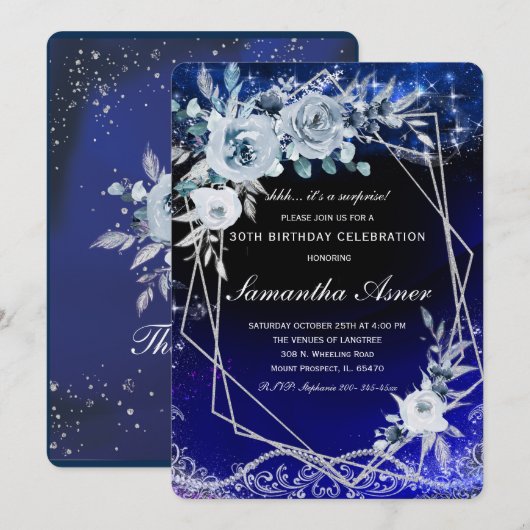 Verrassingsverjaardagsuitnodiging Sjabloon Kaart (Voorkant / Achterkant)