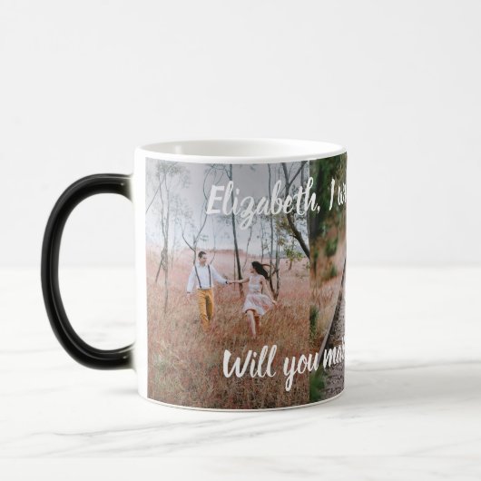 Verrassingsvoorstel Verborgen Marry Me Foto Morphi Magische Mok (Links)