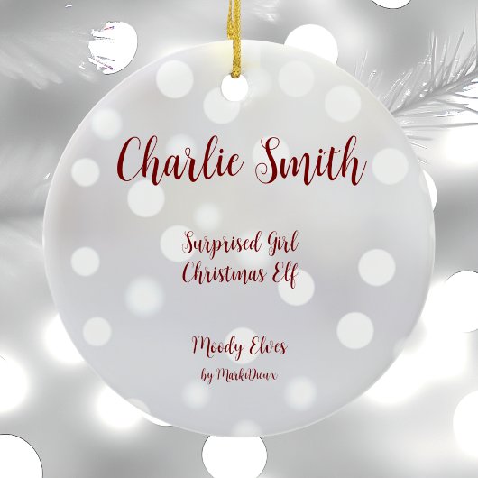 Verrast Meisje Kerst Elf Keramisch Ornament