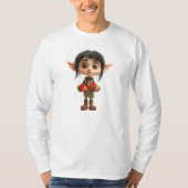 Verrast Meisje Kerst Elf Mannen T-shirt (Voorkant)