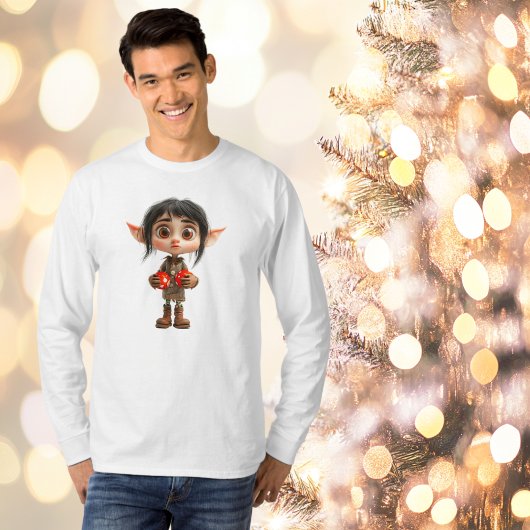 Verrast Meisje Kerst Elf Mannen T-shirt