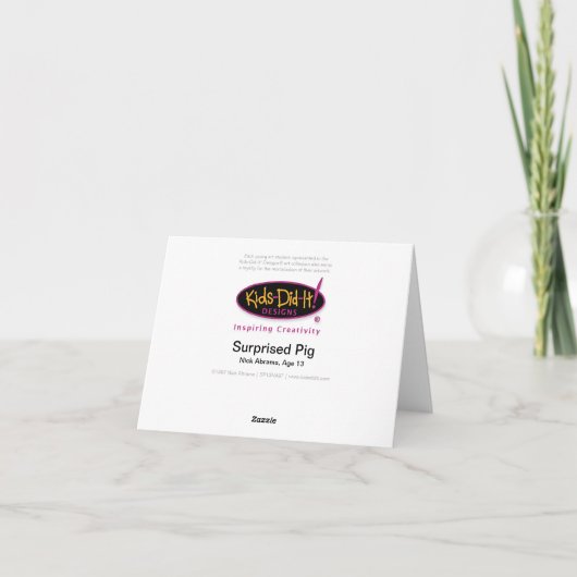 Verrast Varken • Inkeping Abrams, Leeftijd 13 Kaart (Achterkant)