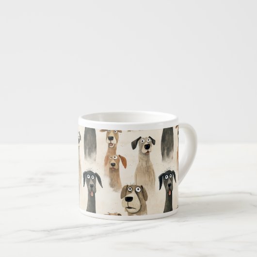 Verraste Honden Collage Schattigee Puppy Espresso Espresso Kop (Voorkant rechts)