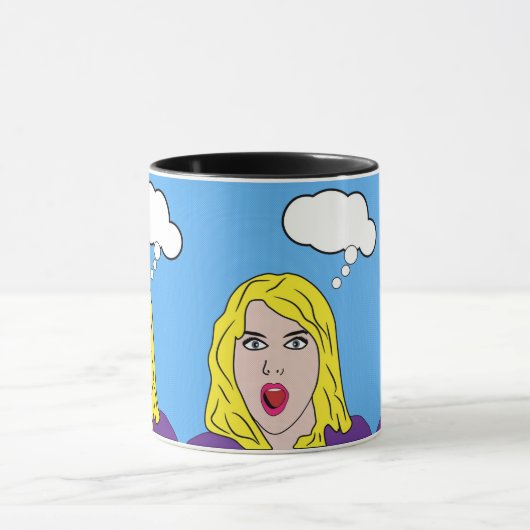 Verraste Pop Art Retro Vrouw Mok (Midden)