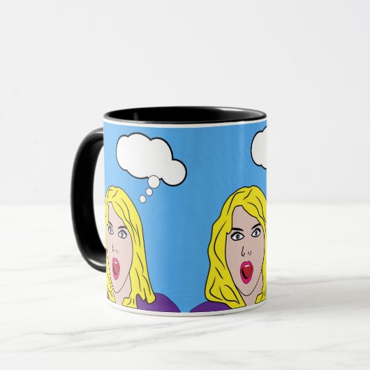 Verraste Pop Art Retro Vrouw Mok (Voorkant links)