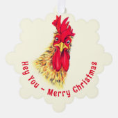 Verraste Rooster Funny Christmas Ornament Kaart (Voorkant)