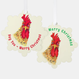 Verraste Rooster Funny Christmas Ornament Kaart