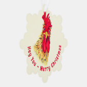 Verraste Rooster Funny Christmas Ornament Kaart (Rechts)
