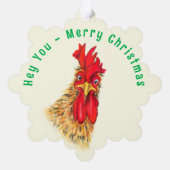 Verraste Rooster Funny Christmas Ornament Kaart (Achterkant)