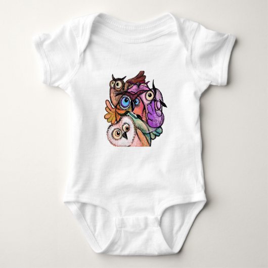 Verraste Uil Grappige Baby Bodysuit (Voorkant)