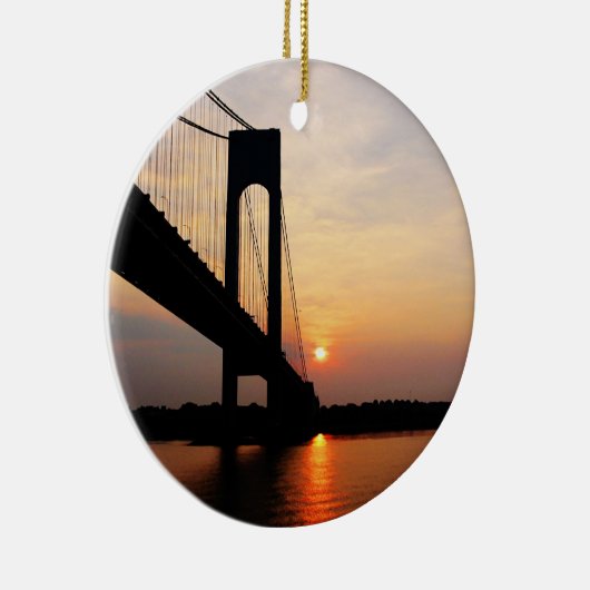 Verrazano Bridge op Dawn Keramisch Ornament (Rechts)