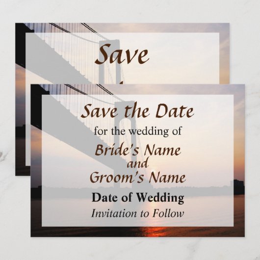 Verrazano Bridge op Dawn Save the Date (Voorkant / Achterkant)
