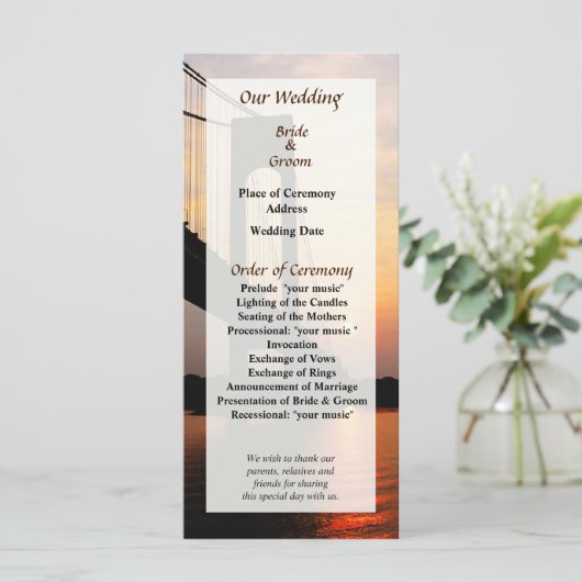 Verrazano Bridge op Dawn Wedding Program Programmakaart (Staand voorkant)