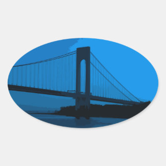Verrazano brug in blauw ovale sticker