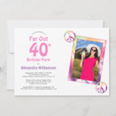 Verre 40e Groovy Tie Dye Birthday Foto Kaart (Voorkant)