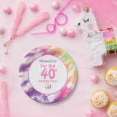 Verre 40e Groovy Tie Dye Birthday Name Party Papieren Bordje (Feest)