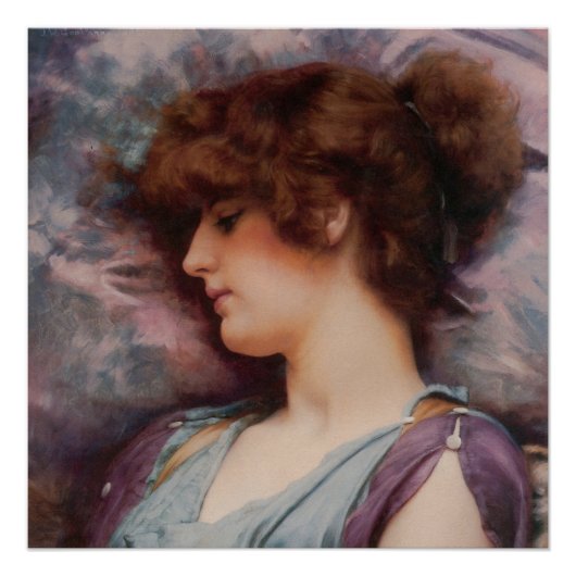 Verre Away Thoughts, John William Godward Perfect Poster (Voorkant)