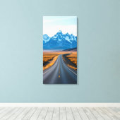 Verre bergtoppen canvas afdruk (Insitu (Houten vloer))