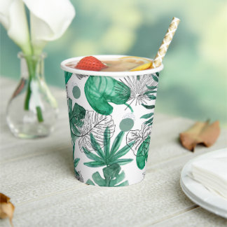 Verre en carton avec motif tropical papieren bekers