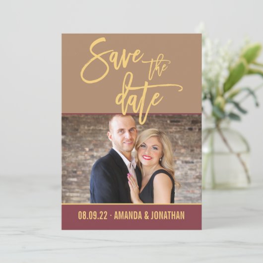 Verre Gehaalde kleuren Bruiloft Bewaar de Datum fo Save The Date (Staand voorkant)
