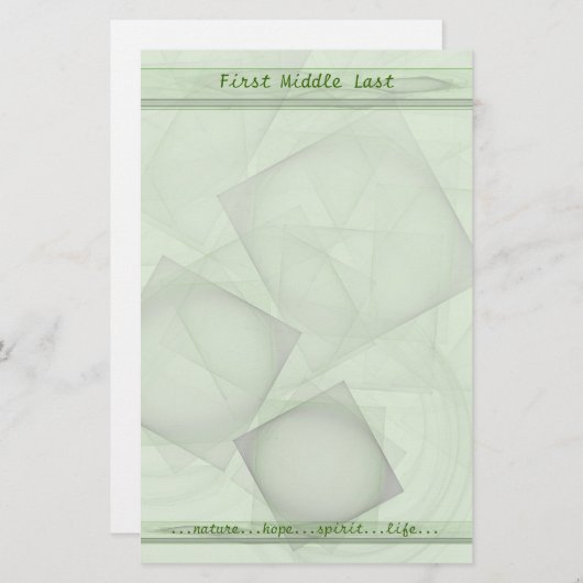 Verre Groene Geometrische Tegels Gepersonaliseerd Briefpapier (Voorkant / Achterkant)